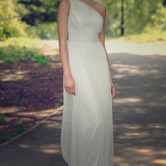 Amsale Dove Grey/Silver Formal Bridesmaid Dress
